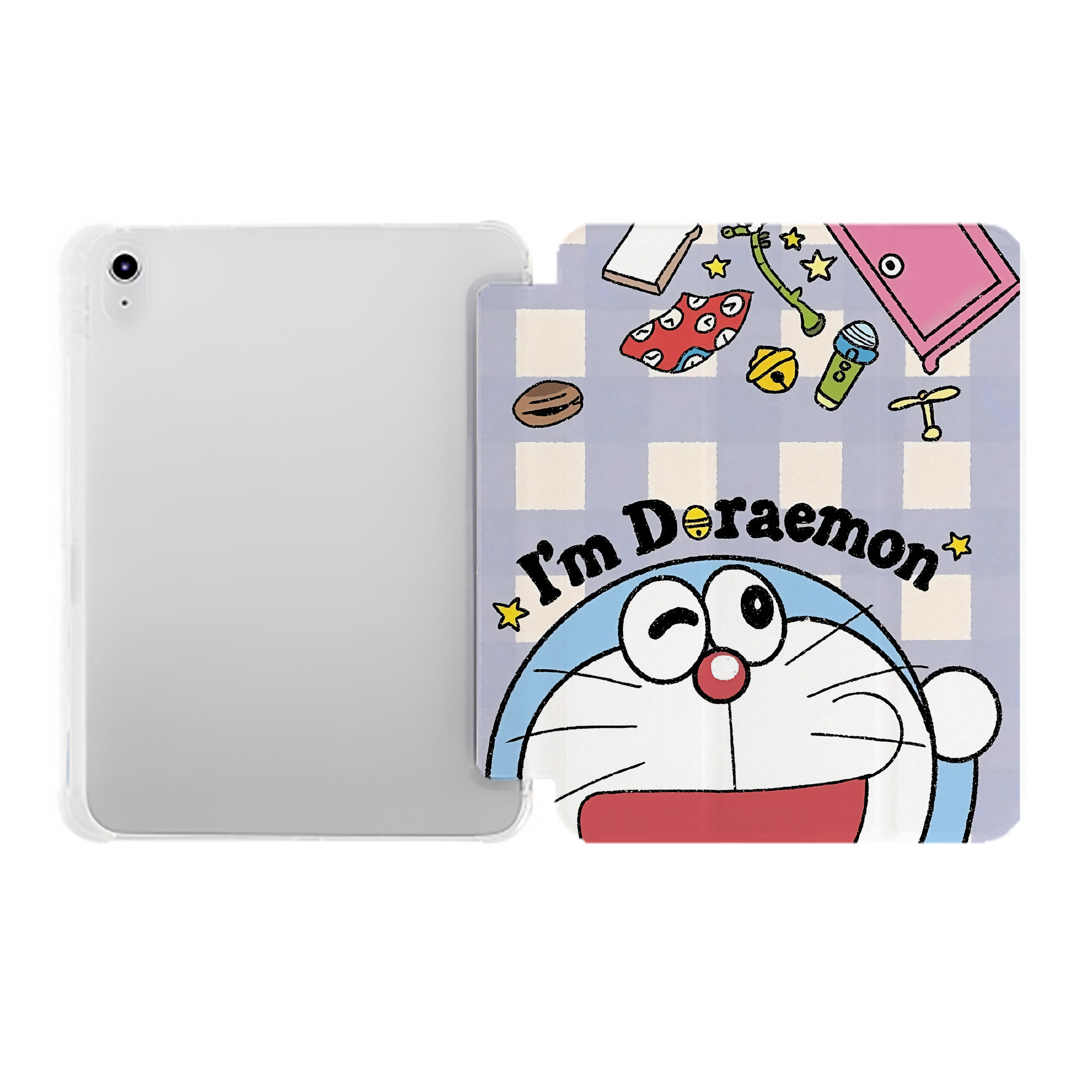 （画像用） ドラえもん Doraemon IPad ケース ペン収納付き 三つ折りスタンド PUレザー×シリコン 対応機種9.5/10.5/10.9インチ